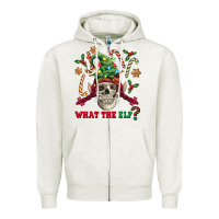 Oatmeal Heather what the elf skull Zipper Hoodie - FaDigitalArtStudio