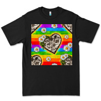 Black Pride LGBTQ+ Cowhide Hearts And Daisy Patterns Premium Tee - BundleAndBundleShop