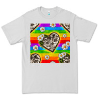 Dove Grey Pride LGBTQ+ Cowhide Hearts And Daisy Patterns Premium Tee - BundleAndBundleShop