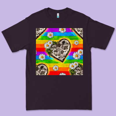 Pride Lgbtq+ Cowhide Hearts And Daisy Patterns Premium Tee Designed By Bundleandbundleshop