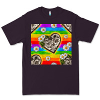 Plum Pride LGBTQ+ Cowhide Hearts And Daisy Patterns Premium Tee - BundleAndBundleShop