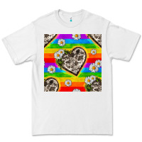 White Pride LGBTQ+ Cowhide Hearts And Daisy Patterns Premium Tee - BundleAndBundleShop