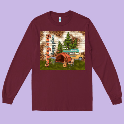 Camping Is My Happy Place Long Sleeve Tee Designed By Tumblerdesignbyshophia