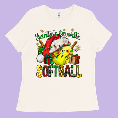 Santa's Favorite Softball Bbs Ladies Tee Designed By Bundleandbundleshop
