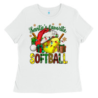 White santa's favorite softball bbs Ladies Tee - BundleAndBundleShop