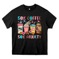 Black half teacher half coffee Heavy Core Tee - JahusDesignShop