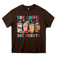Chocolate Brown half teacher half coffee Heavy Core Tee - JahusDesignShop