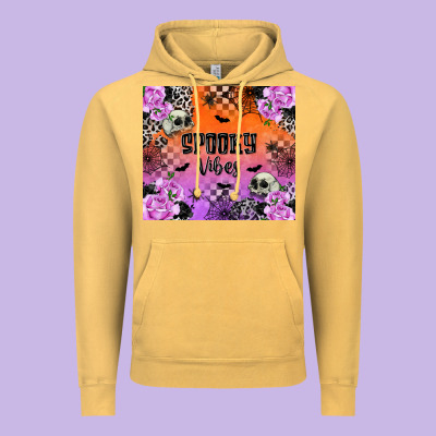 Spooky Vibes Vintage Hoodie Designed By Texasbilliewilder