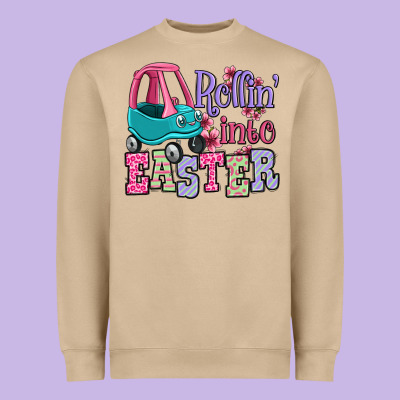 Easter Day Rollin Into Easter Toddler Car Heavyweight Sweatshirt Designed By Oliviacreatesart