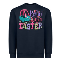Navy Easter Day Rollin into Easter toddler car Heavyweight Sweatshirt - OliviaCreatesArt