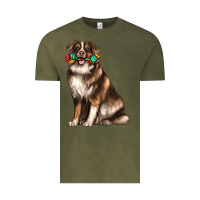 Vintage Olive australian shepherd with rope toy Vintage Tee - texasbilliewilder