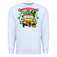 White st. patricks day school bus Premium Sweatshirt - SublimationCraftShop