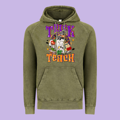 Trick Or Teach Halloween Vintage Hoodie Designed By Nancycooperartshop
