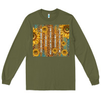 Army Green self reminders with sunflowers Long Sleeve Tee - TumblerDesignByShophia