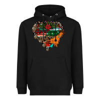 Black festive western christmas heart Heavyweight Hoodie - CowhideDigitalArt