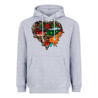 Heather Grey festive western christmas heart Heavyweight Hoodie - CowhideDigitalArt
