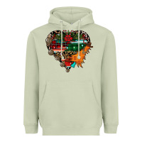 Matcha festive western christmas heart Heavyweight Hoodie - CowhideDigitalArt