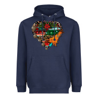 Navy festive western christmas heart Heavyweight Hoodie - CowhideDigitalArt