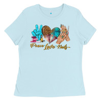 Baby Blue peace love nails bbs Ladies Tee - BundleAndBundleShop
