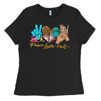 Black peace love nails bbs Ladies Tee - BundleAndBundleShop