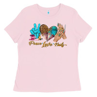 Bubblegum Pink peace love nails bbs Ladies Tee - BundleAndBundleShop