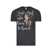 Vintage Black just a girl who loves to travel traveling women nomad t shirt Vintage Tee - baoMotion