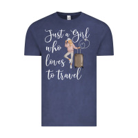 Vintage Denim just a girl who loves to travel traveling women nomad t shirt Vintage Tee - baoMotion