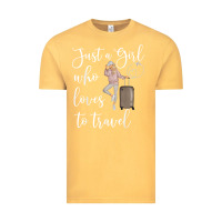 Vintage Mustard just a girl who loves to travel traveling women nomad t shirt Vintage Tee - baoMotion