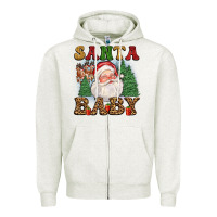 Oatmeal Heather santa baby Zipper Hoodie - FaDigitalArtStudio
