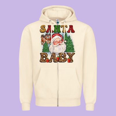 Santa Baby Zipper Hoodie Designed By Fadigitalartstudio