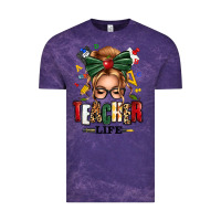 Cloud Purple teacher life blonde caucassian messy bun Vintage Tee - texasbilliewilder