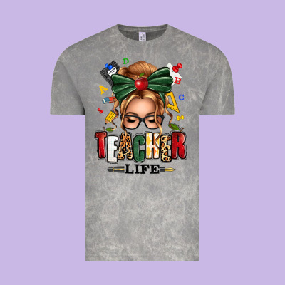 Teacher Life Blonde Caucassian Messy Bun Vintage Tee Designed By Texasbilliewilder
