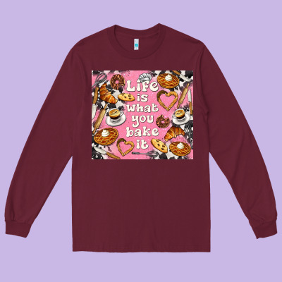 Life Is What You Bake It With Cowhide Long Sleeve Tee Designed By Tumblerdesignbyshophia