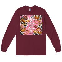 Burgundy life is what you bake it with cowhide Long Sleeve Tee - TumblerDesignByShophia