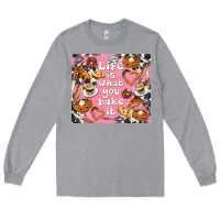 Heather Grey life is what you bake it with cowhide Long Sleeve Tee - TumblerDesignByShophia