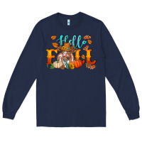 Navy hello fall heifer cow Long Sleeve Tee - RanaPortraitStore