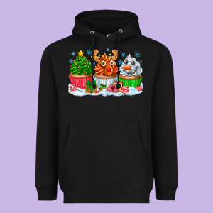 Festive Christmas Cupcakes Heavyweight Hoodie Designed By Cowhidedigitalart
