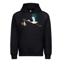 Black stork with black baby boy Urban Hoodie - BarkalooDesign