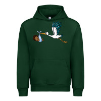 Forest Green stork with black baby boy Urban Hoodie - BarkalooDesign