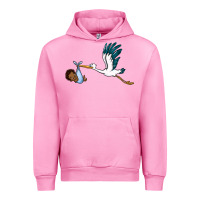 Fuchsia Pink stork with black baby boy Urban Hoodie - BarkalooDesign
