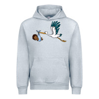 Heather Grey stork with black baby boy Urban Hoodie - BarkalooDesign