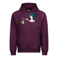 Mauve Wine stork with black baby boy Urban Hoodie - BarkalooDesign