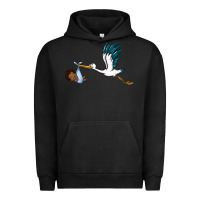 Pigment Black stork with black baby boy Urban Hoodie - BarkalooDesign