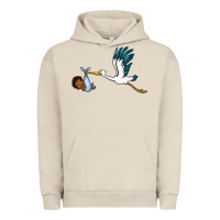 Pigment French Oak stork with black baby boy Urban Hoodie - BarkalooDesign