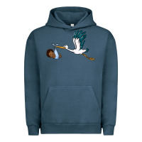 Pigment Midnight Navy stork with black baby boy Urban Hoodie - BarkalooDesign