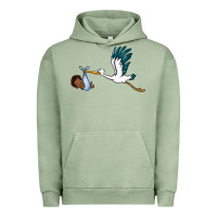 Pigment Oil Green stork with black baby boy Urban Hoodie - BarkalooDesign