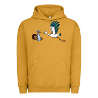 Pigment Peanut Butter stork with black baby boy Urban Hoodie - BarkalooDesign