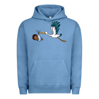 Pigment Pebble Blue stork with black baby boy Urban Hoodie - BarkalooDesign