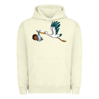 Pigment Pistachio stork with black baby boy Urban Hoodie - BarkalooDesign