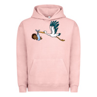 Pigment Salmon stork with black baby boy Urban Hoodie - BarkalooDesign